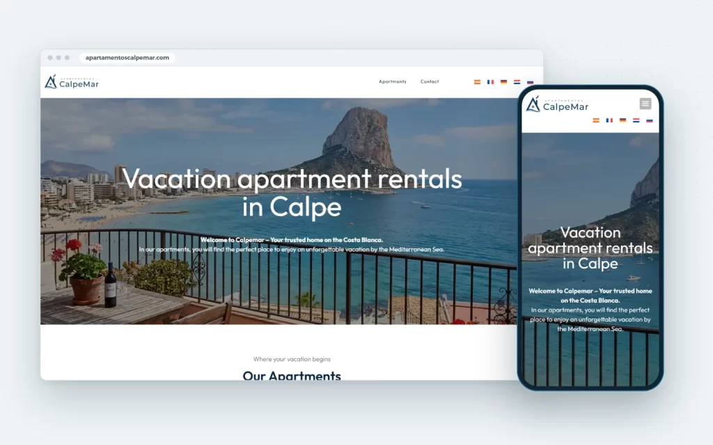 Calpemar website on a laptop and a phone