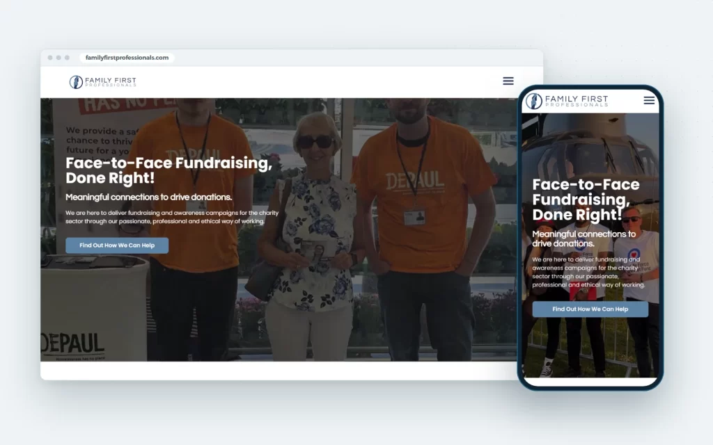 Family First Professionals website on a laptop and a phone